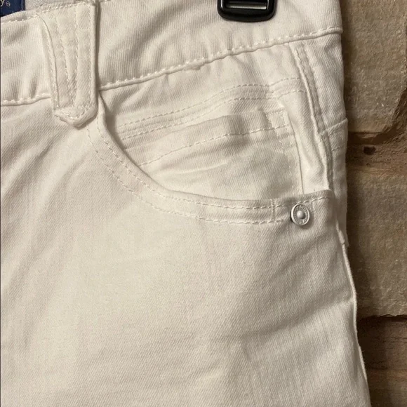 Democracy Stretch, Straight Leg Skimmer Fray Hem Jeans Size 2P - Picture 5 of 9